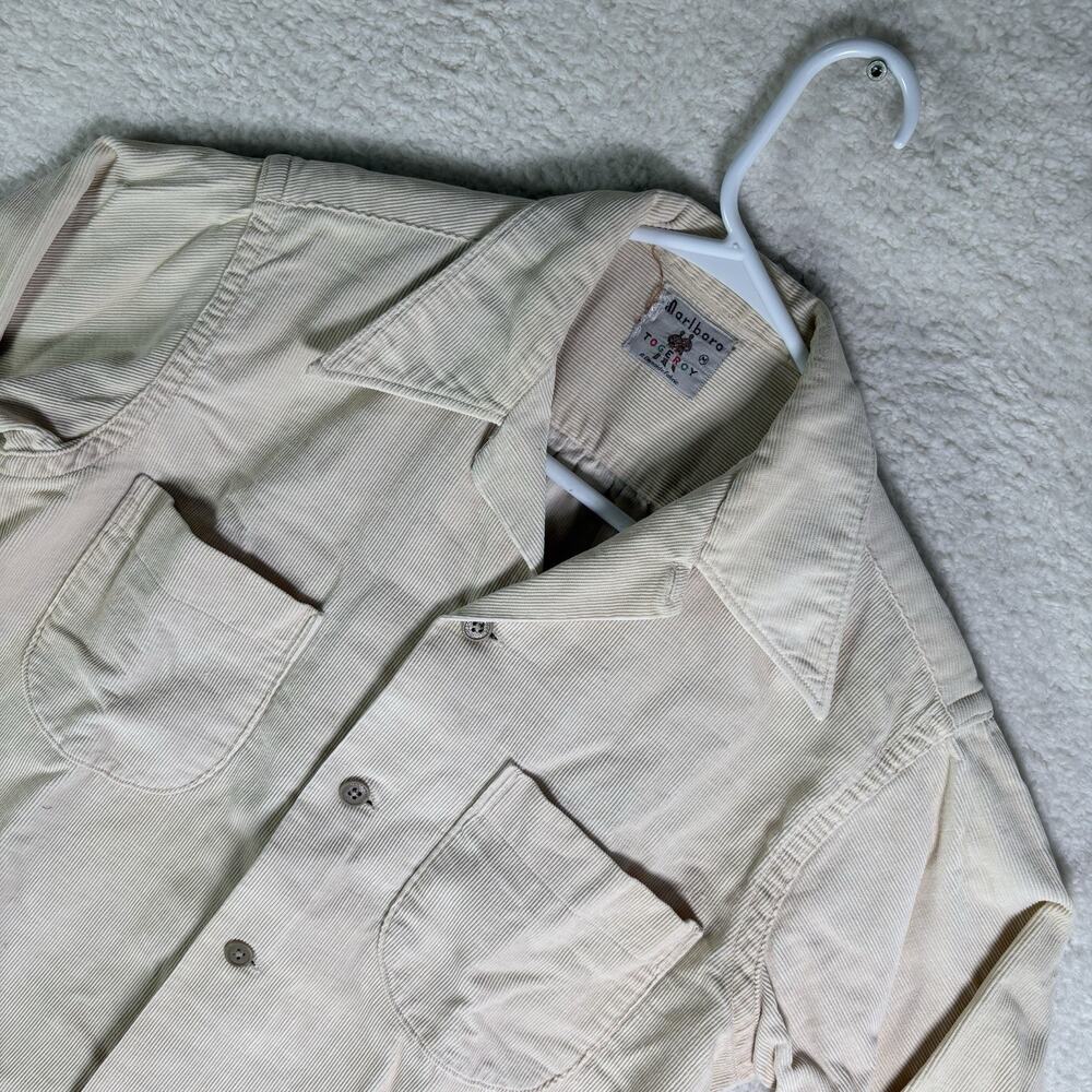 Vintage 1940s Marlboro Togeroy Corduroy Shirt Mens Medium Beige Bernside RARE